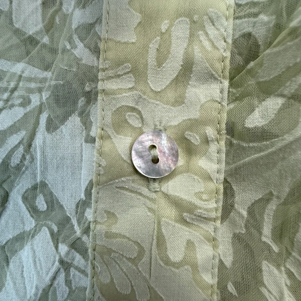 Hearts Of Palm Womens Tunic Top Sz 18 Green Burnout Roll Tab Sleeve Tropical - Picture 4 of 10